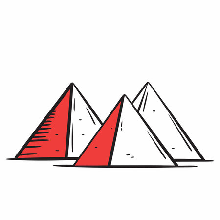 Egyptian pyramids. Vector illustration in doodle style.のイラスト素材