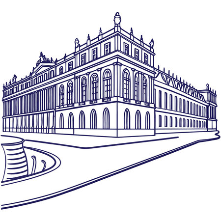 Palace of Versailles, France. Outline vector illustration.のイラスト素材