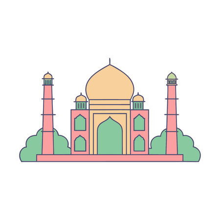 taj mahal icon over white background. colorful design. vector illustrationのイラスト素材