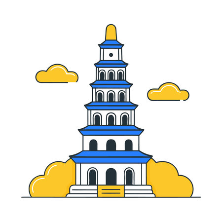 Tower of China. Vector illustration in flat design style. Isolated on white backgroundのイラスト素材