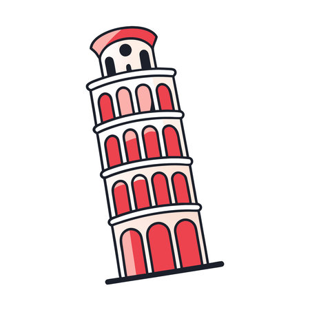Pisa tower icon. Italy landmark travel and tourism theme. Isolated design. Vector illustrationのイラスト素材
