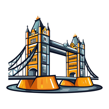 Tower Bridge, London, United Kingdom. Vector illustration isolated on white background.のイラスト素材