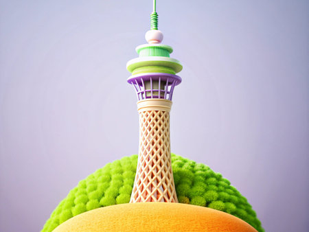 Eiffel tower on a green background. 3d illustration.