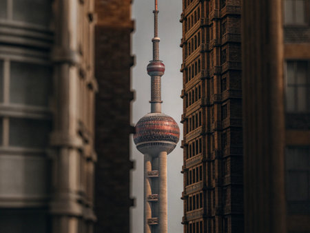 The Oriental Pearl Tower in Shanghai, China. The Oriental Pearl Tower is the tallest building in Shanghai.の写真素材