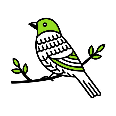 cute bird with branch and leaves isolated icon vector illustration designのイラスト素材