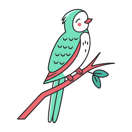 Cute cartoon parrot on a branch. Vector illustration in a flat style.のイラスト素材
