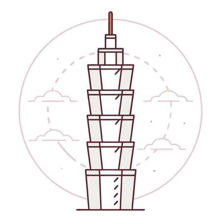 Illustration of Hong Kong Tower. Line art style vector illustration.のイラスト素材