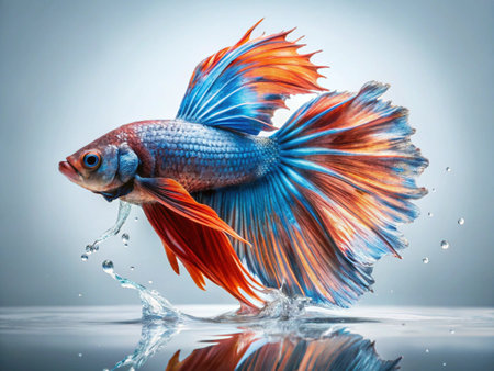 Capture the moving moment of red siamese fighting fish isolated on white background. betta fish.
