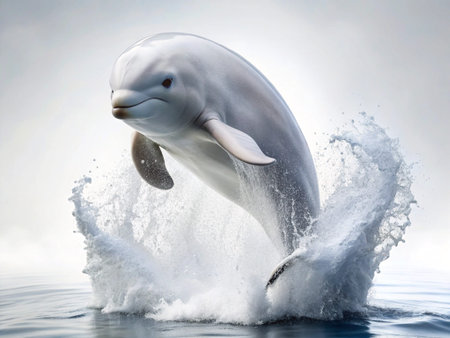 Dolphin jumping out of the water. 3D rendered illustration.の写真素材