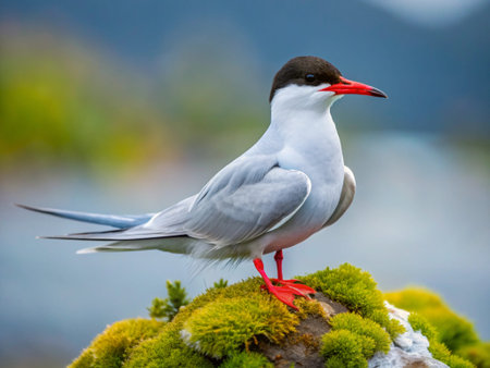 Common tern (Larus ridibundus) perched on a rock
