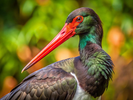 Portrait of Black Stork (Ciconia nigra)
