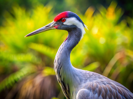 Portrait of a Red-crowned Crane (Grus canadensis)の写真素材