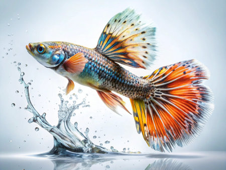 Capture the moving moment of yellow siamese fighting fish isolated on white background. Betta fish.の写真素材