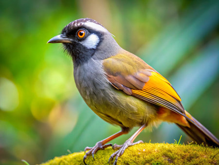 Portrait of a Black-crested Bulbul in nature