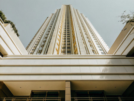 Low angle view of high rise building in Kuala Lumpur, Malaysia
