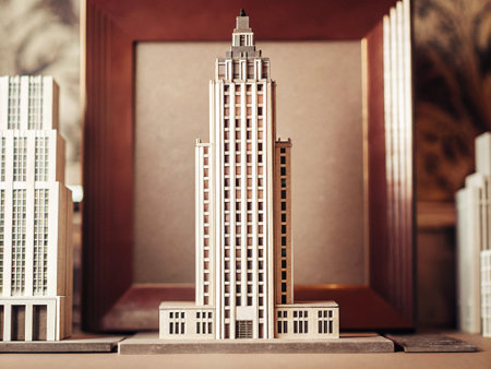 Miniature model of a skyscraper in the form of a city