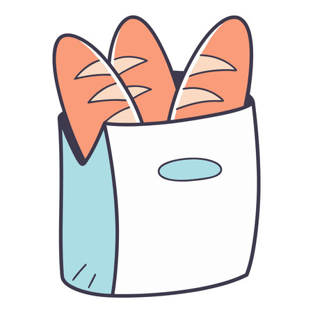 Illustration of a bag of bread on a white background. Vector illustrationのイラスト素材