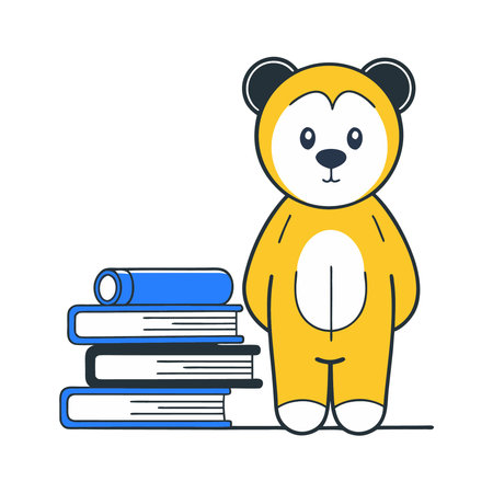 teddy bear with books over white background. colorful design. vector illustrationのイラスト素材