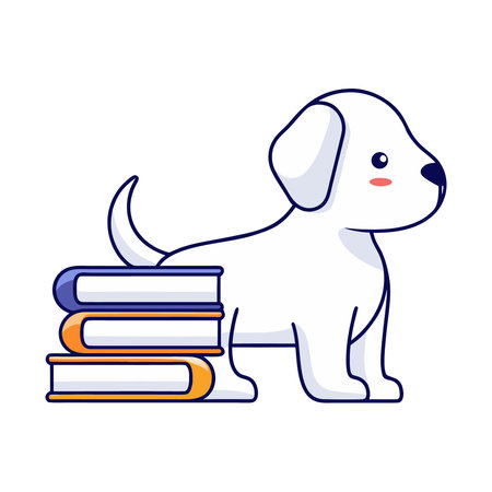 cute dog with books isolated icon vector illustration design vector illustration designのイラスト素材