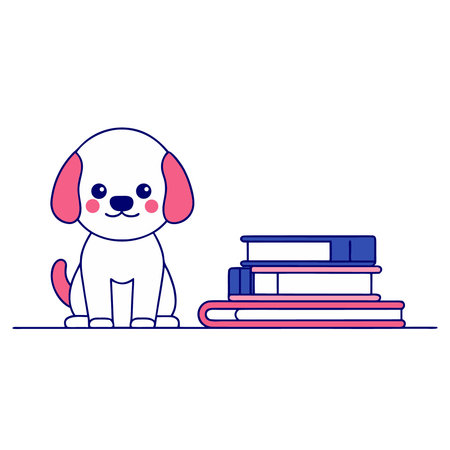 cute dog with books isolated icon vector illustration design vector illustration designのイラスト素材