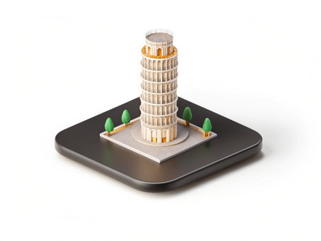 Pisa Tower on a white background. 3d illustration. 3d renderingの写真素材