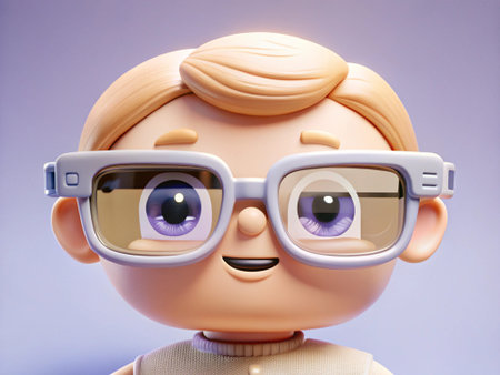 A closeup shot of a plasticine doll wearing 3d glasses