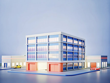 3d render of a modern office building with a lot of windows