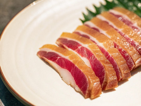 Tuna sashimi - japanese food style - selective focus point