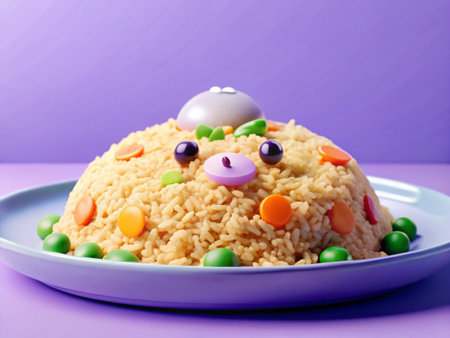 creative food for kids, funny food made of rice and vegetables