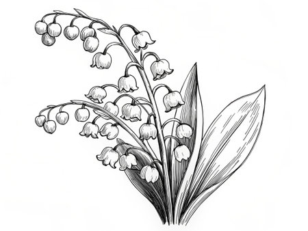 Lily of the valley flower. Hand drawn botanical illustration.の写真素材