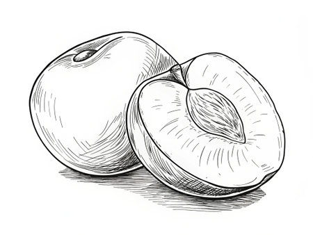 Peach. Vector illustration of a ripe peaches on a white background.の写真素材