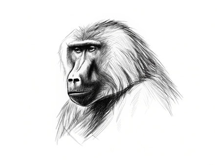 Chimpanzee. Hand-drawn illustration on white background.