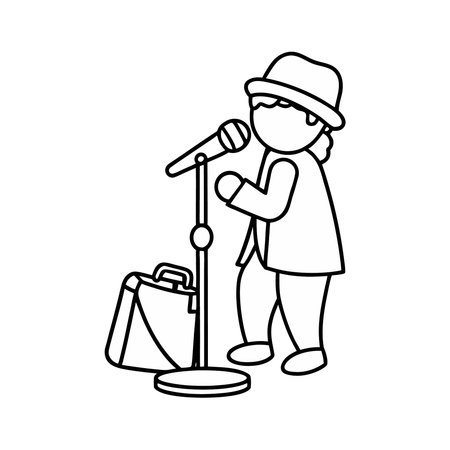 cute little boy with microphone character vector illustration design vector illustration designのイラスト素材