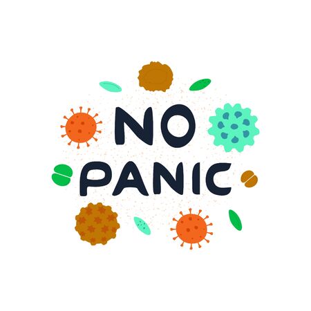 Whole world battles Coronavirus outbreak. Human pandemia. Coronavirus 2019-nC0V Outbreak. No panic letteringのイラスト素材