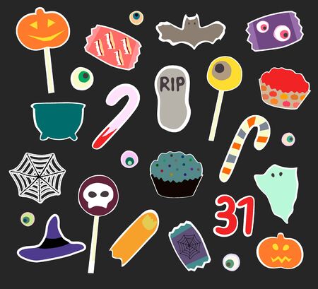 Color set of halloween thing for your design. Vector lllustrationのイラスト素材
