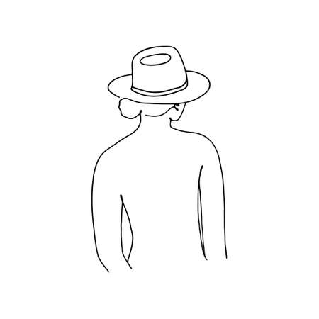 Modern card with woman's silhouette one line style. Female superiority stylized pattern. Modern printable design. Vectorのイラスト素材