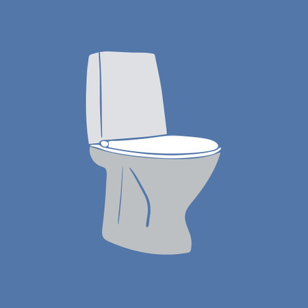 White clean ceramic toilet bowl. Flat modern home lavatory closeup mockup vector illustration with empty spaceのイラスト素材