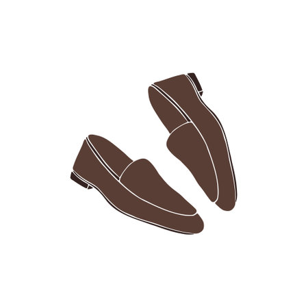 Stylish elegant shoes isolated on white background. Trendy casual and formal men's footwear. Flat cartoon colorful vector illustration.のイラスト素材