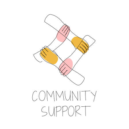 Partnership in unity and diversity in a group of different people connected to each other has become a symbol of support, expressing a sense of teamwork and solidarity. vectorのイラスト素材