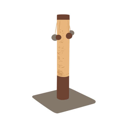 Cats goods and supplies. Pet furniture, toys. Kittens accessories, stuff. Scratching post. Flat vector illustration isolated on white backgroundのイラスト素材