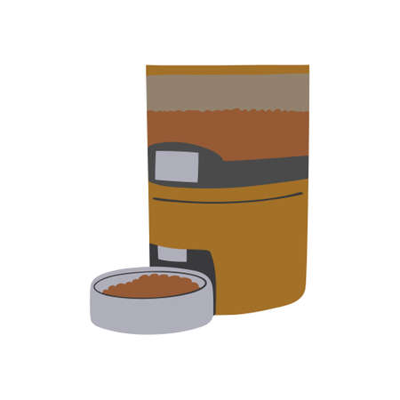 Dogs goods and supplies. Pets feeding, furniture, toys. Puppies accessories, stuff. training post. Flat vector illustration isolated on white backgroundのイラスト素材