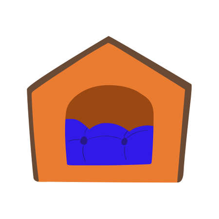 Dogs goods and supplies. Pets sleeping, furniture, toys. Puppies accessories, stuff. training post. Flat vector illustration isolated on white backgroundのイラスト素材