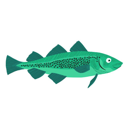 Realistic fish. Large ocean species. Whimsical fantasy fauna. Colored flat graphic vector illustration isolated on white backgroundのイラスト素材