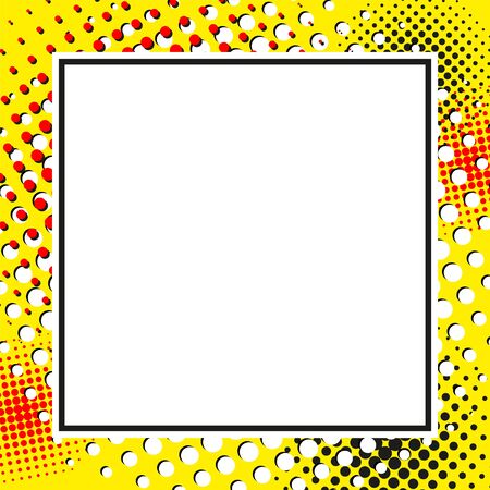 illustration frame dotted yellow background, comic styleのイラスト素材
