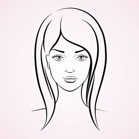 illustration face young beautiful womanのイラスト素材