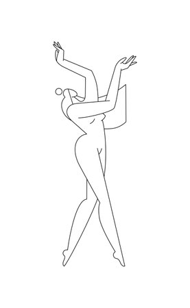 Abstract female body silhouette vector illustration. Contemporary woman figure, nude feminine graphic design. Line art, editable strokes, isolated on white. Beauty concept for logo, branding. Fine artのイラスト素材
