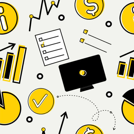 Marketing strategy vector illustration in yellow and black the girl behind the mental processのイラスト素材