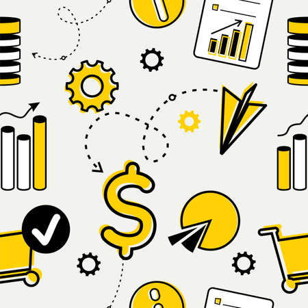 Marketing strategy vector illustration in yellow and black the girl behind the mental processのイラスト素材