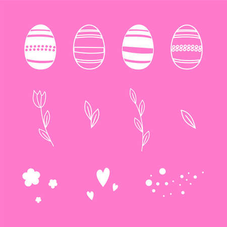 Happy Easter. A set of vector hand-drawn eggs for the Easter holidayのイラスト素材