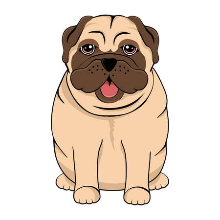 Pug illustration. Cute dog.のイラスト素材